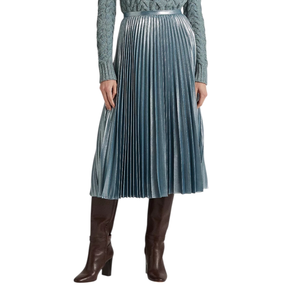 Lauren Ralph Lauren $225 Msrp Nwt Teal Pleated Midi Skirt